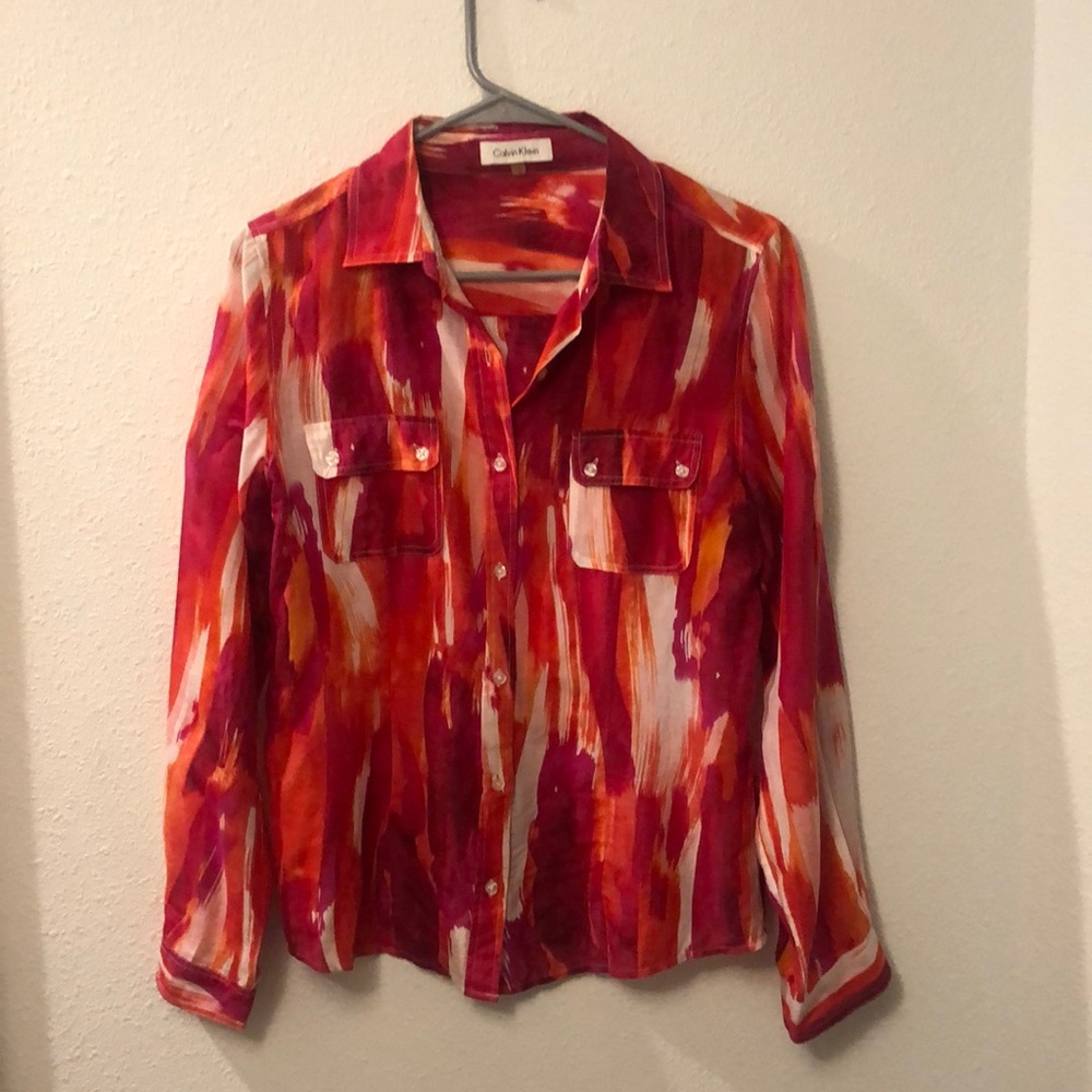 Calvin Klein silk button up blouse